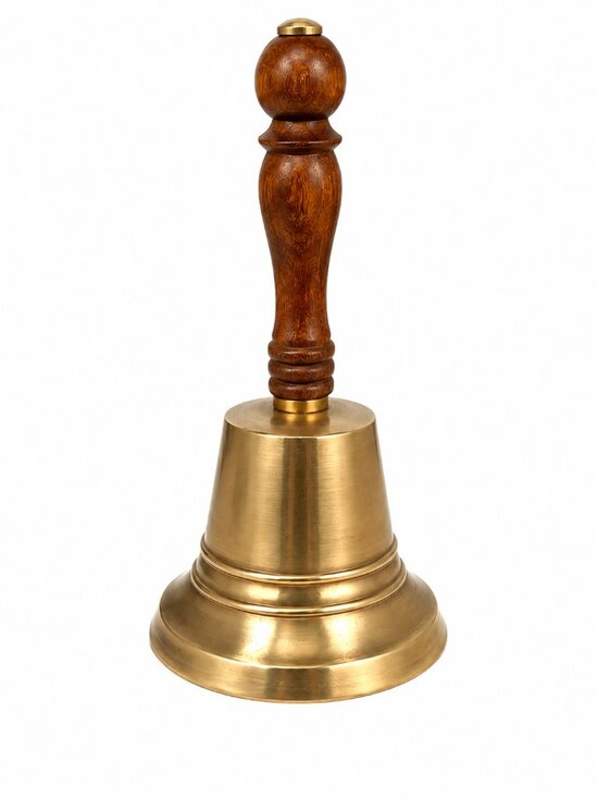 Other - Vintage Brass Hand Bell with Wooden Handle Classic Decorative Desk Bell
